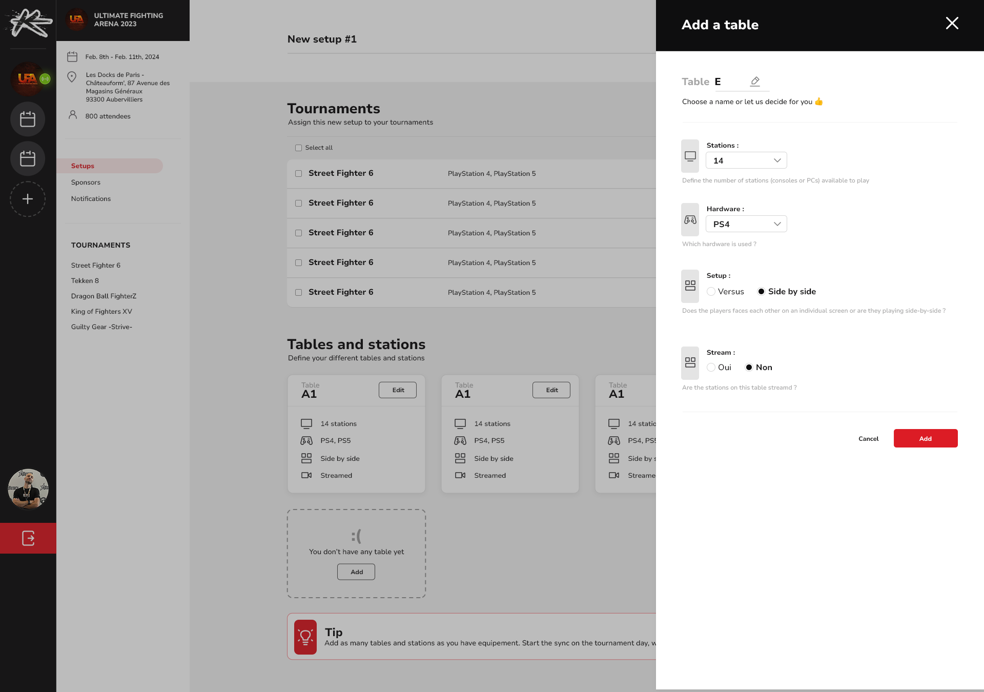 TO app showcasing setups management